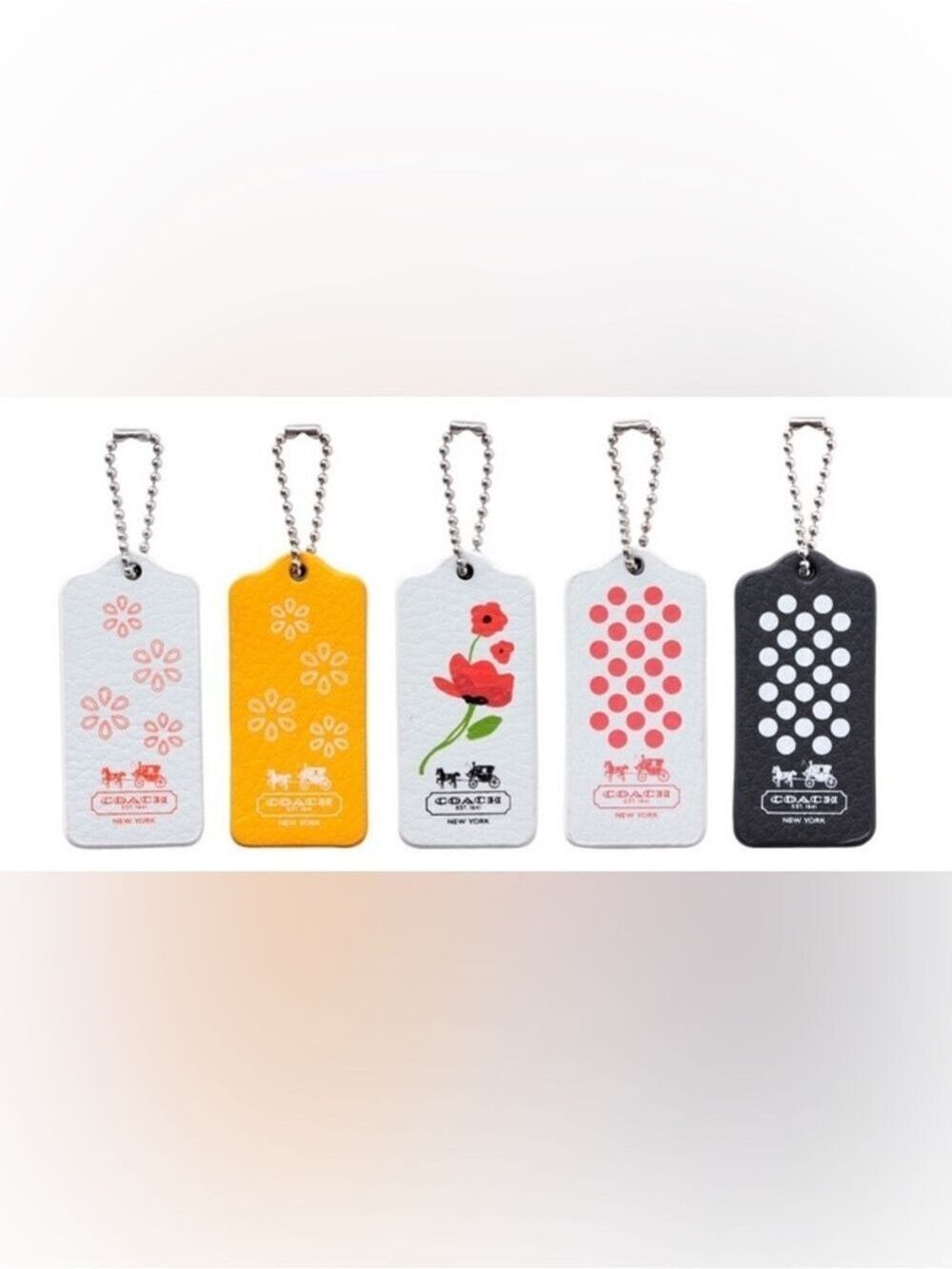COACH SUPER RARE 2013 Leather Hangtag Magnets Set of 5 Bag Charms Poppy NWT FIRM